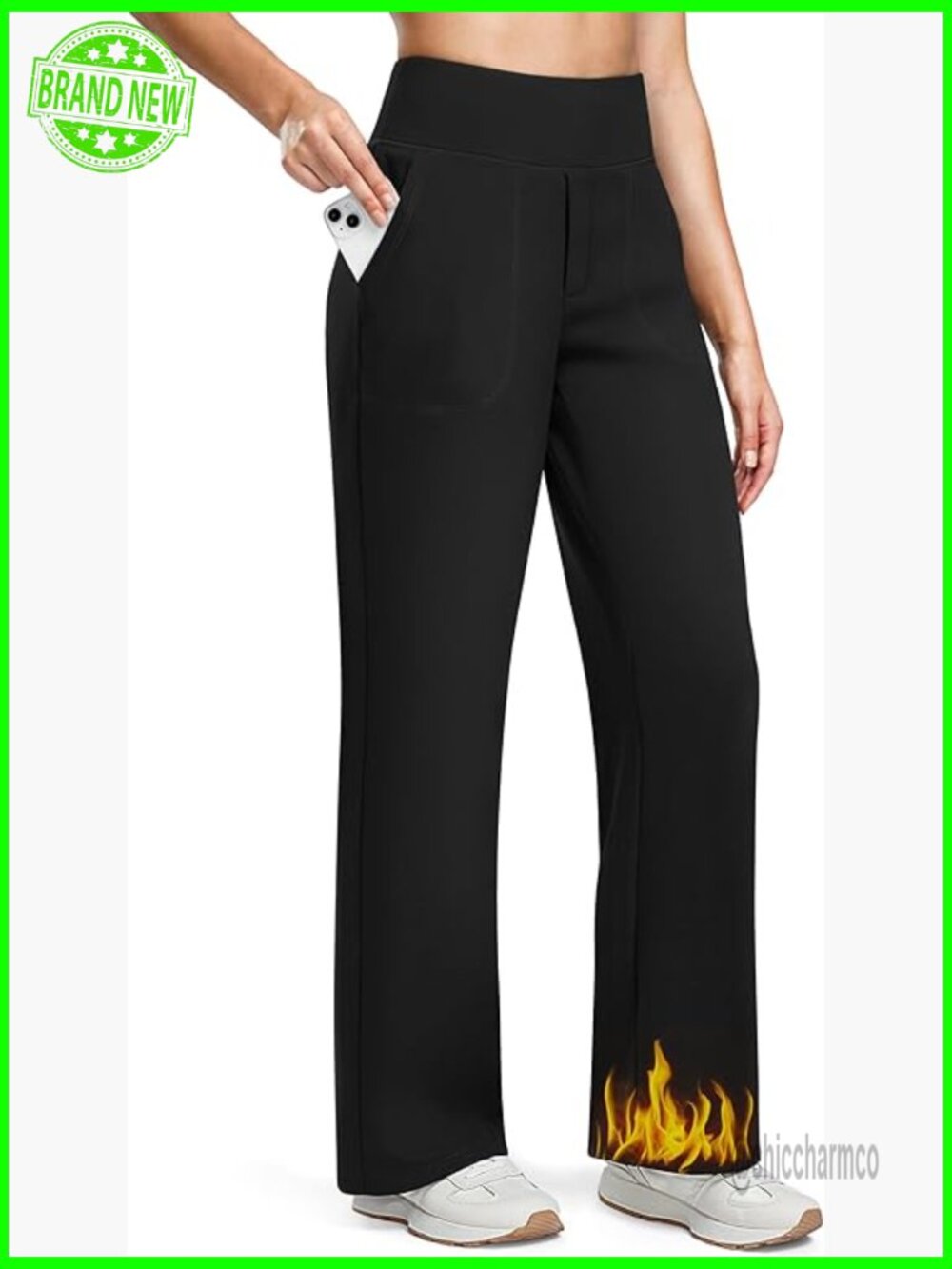 Fleece Lined Wide Leg Sweatpants High Waisted 29/31/33 Inseam Work Yoga
